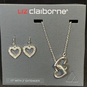 Liz Claiborne Silver Heart Earrings